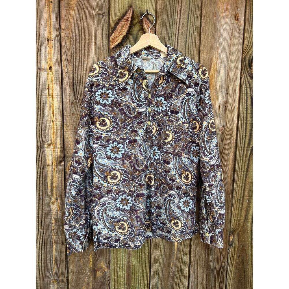 1970s Don Loper California Velvet Paisley Pullover Large Vintage